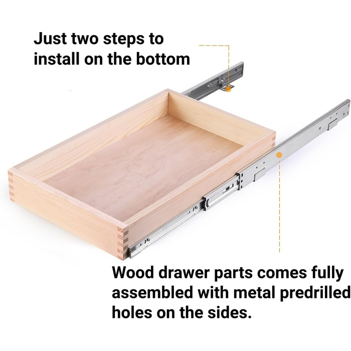 Висувні шухляди для шаф, 58,9 см Ш х 53,3 см Д, м'яке закриття, висувні, дерев'яні, органайзер для зберігання, для кухні, вимагає
