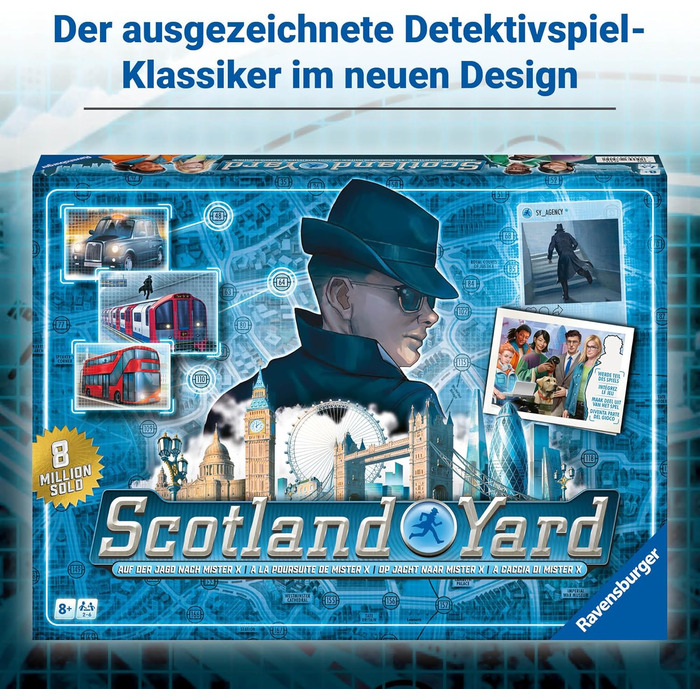 Настільна гра Ravensburger 27515 - Скотланд-Ярд - Сімейна гра, настільна гра для дітей та дорослих, Гра року, для 2-6 гравців, віком від 8 років. Новий дизайн.
