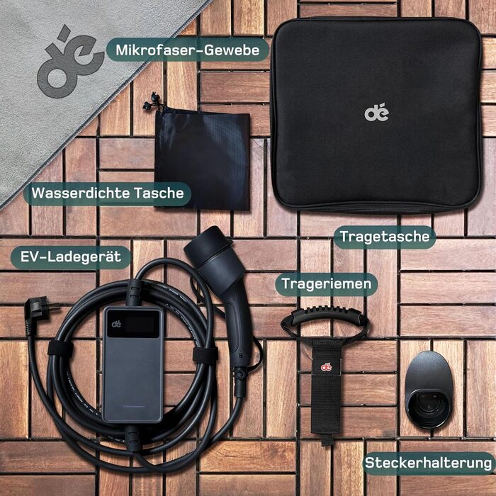 Зарядний кабель електромобіля тип 2 Schuko - 3.68кВт 1-фазний, 6м, 6-16А тип 2 до Schuko з керованим цифровим дисплеєм - Зарядний