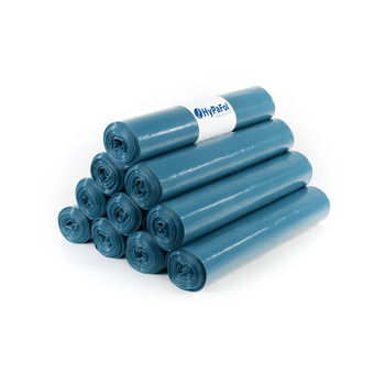 Міцні сміттєві пакети Hypafol 100, стійкі до розривів надзвичайно міцні сміттєві пакети 10 синіх рулонів місткість 240 л міцні сміттєві пакети, виготовлені з екологічно чистої переробленої плівки