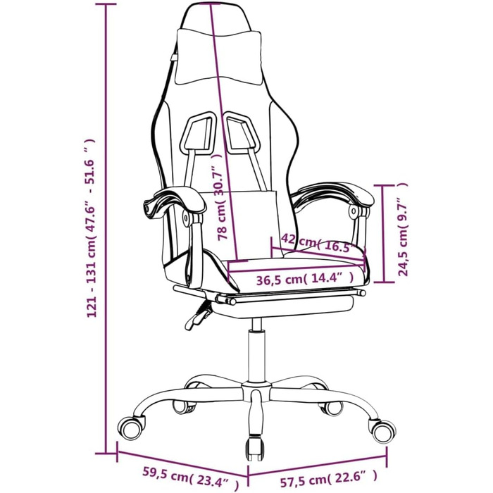 Геймерське крісло, офісне крісло, з підставкою для ніг, білий та рожевий, штучна шкіра