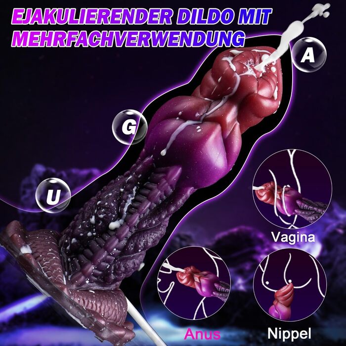 Фалоімітатор з функцією бризкання, 19 см бризкаючий монстр-фалоімітатор, бризкаючий дракон, силіконовий фалоімітатор дракона з присоскою, еякуляція фентезі анальна пробка тварина еякуляція секс-іграшка для жінок та чоловіків