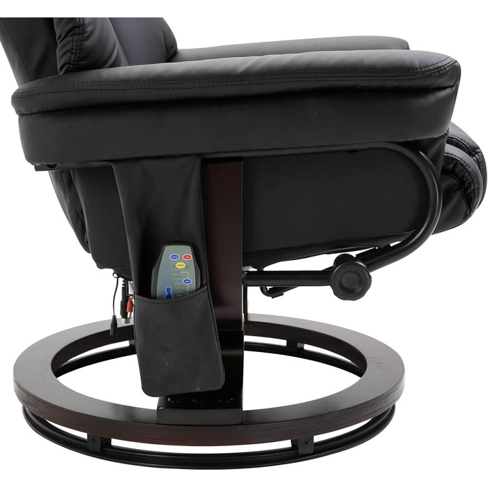 Крісло-реклайнер HOMCOM з підніжкою, поворотне на 360 крісло для телевізора з масажем, функція відкидання, масажне крісло з бічною кишенею, відкидне крісло, штучна шкіра для вітальні, чорний