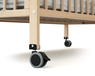 Складане дитяче ліжко 60x120 см Біле Складане дерев&39яне дитяче ліжко на колесах Біле 60 x 120-124,5 x 64,5 x 87,5 см, 4 - PRO ESSENTIEL