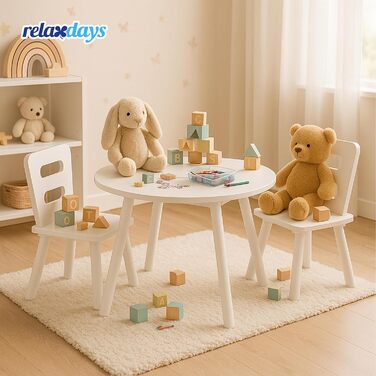 Дитячий комплект сидіння Relaxdays, дитячий стіл з 2 стільцями, з місцем для зберігання, для хлопчиків та дівчаток, дитячий куточок для сидіння, МДФ, білий