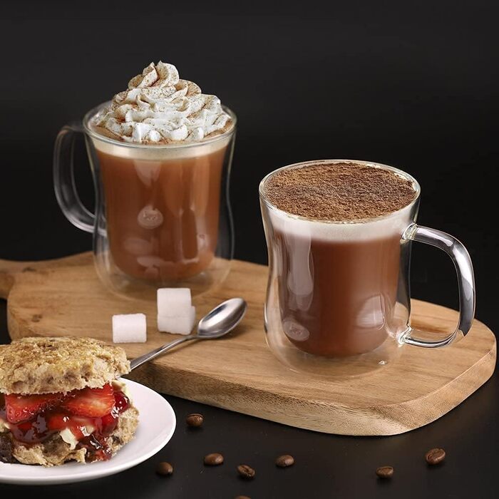 Набір склянок для латте макіато з подвійними стінками Скляні чашки з боросилікатного скла Скляний набір 2 скляних скляних склянок