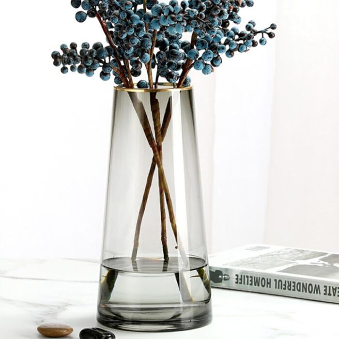 Прозора скляна ваза для квіткових композицій, що легко миється та сушиться, широке застосування, ваза для квітів, подарункова прикраса, прозоре золото1325