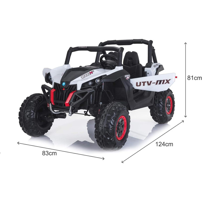 Дитячий електромобіль 12В 2-місний, NEW RSX електричний баггі для дітей, білий, з пультом дистанційного керування 2,4 ГГц, 36 міся