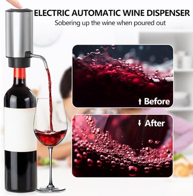 Електричний набір відкривачок для винних пляшок BGFOX акумуляторна з нержавіючої сталі, автоматичний електричний штопор 4 в 1, автоматичний електричний аератор для вина, різак для фольги та вакуумна пробка, подарунки для любителів вина