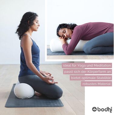 Йога-болстер ЕКО 100 органічна бавовна Йога-рулон з органічним наповнювачем зі спельти Можна прати Кругла йога-подушка для відновлювальних вправ Велика 65 x 20 см натурального кольору