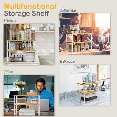 Органайзер для кухонних шаф, полиця з 4 предметів, вставка для кухонної полиці, полиця на кухонну стільницю, вежа для зберігання речей для кухні, ванної кімнати, вітальні - натуральний (натуральний)