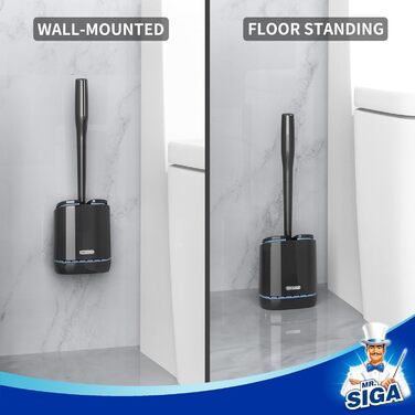 Щітка для туалету з тримачем, щітки для туалету з настінним тримачем для ванних кімнат, чорна