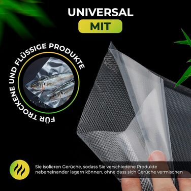 Вакуумні пакети BOLSEMACK 15x40см - Вакуумні пакети 100 шт. для всіх вакуумних упаковувачів та харчових вакуумних упаковок - Вакуумні пакети дуже міцні та стійкі до розриву - Вакуумні пакети харчові без BPA Тиснений пакет Вакуумна упаковка