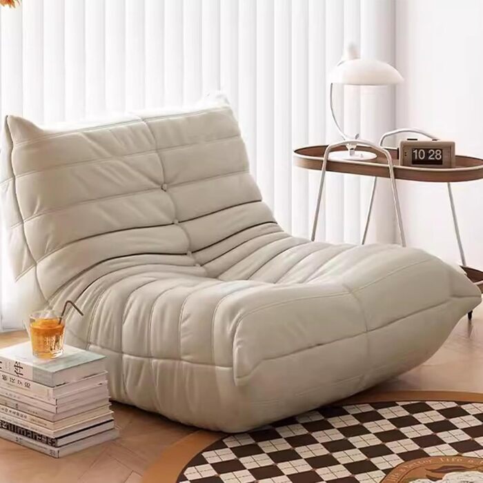 Крісло-камін Togo, кутовий диван-мішок, зручний диван-лінька, крісло-гойдалка з пінопласту з ергономічним дизайном, для вітальні, спальні, гуртожитку, салону, офісу, білого кольору