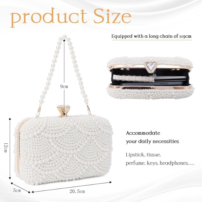Жіноча перлинна клатч-сумка, вечірня сумочка з перлами для весілля, вечірки, випускного, урочистих подій, бежевий колір