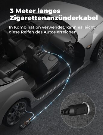 Електричний повітряний насос Oasser з подвійним дисплеєм 6000mAh 150 PSI, акумуляторний компресор з 3M 12V прикурювача для автомобіля, мотоцикла, велосипеда, м&39яча, подорожей, кемпінгу