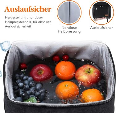 Ізольована сумка-холодильник Lifewit 21L 30 Can, термосумка для обіду, рюкзак-холодильник, герметична двоповерхова сумка-холодильник для чоловіків, жінок, мам для обіду, пікніка, покупок, подорожей, чорна