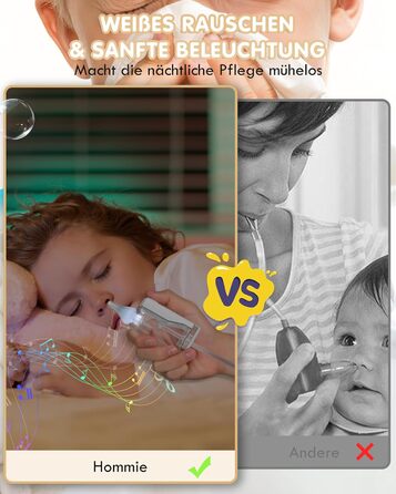 Електричний назальний аспіратор для немовлят, що перезаряджається, з 9 рівнями всмоктування та заспокійливою функцією, із світлом/