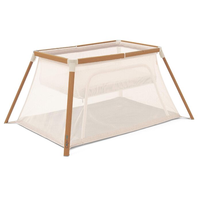 Дитяче ліжечко-манеж Tutti Bambini CoZee Go 3-в-1 з матрацом - легкий та дихаючий складний дитячий манеж, від 0 до 3 років (горіховий та екрю) CoZee GO Горіховий та натуральний білий