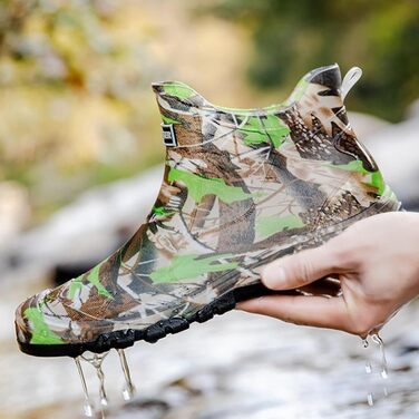 Водонепроникні гумові чоботи Pangolin для чоловіків та жінок, камуфляжні садові чоботи без шнурівки, легкі дощовики з нековзною підошвою, короткі черевики для риболовлі, кемпінгу, зелені, EU 43
