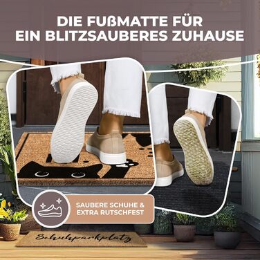 Килимок для котячих дверей з кокосу 60x40 см Привіт і побачення, кіт Надзвичайно міцний та нековзний кокосовий килимок для приміщень та критих відкритіших майданчиків Веселий килимок для дверей з котячим мотивом Ідеально підходить як пилозбірник 01 Привіт