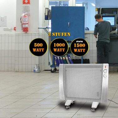 Інфрачервоний обігрівач MAUK, окремостоячий та настінний, рулонний 3 режими нагріву - 1500 Вт (термостат та захист від перегріву) Сірий/Сріблястий