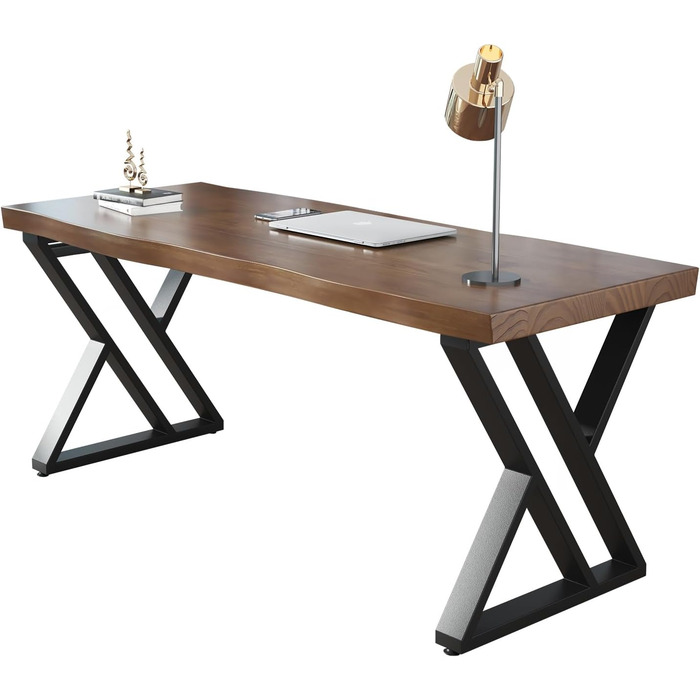 Письмовий стіл з масиву дерева 140 x 70 см, стіл для домашнього офісу з товстою стільницею, робоча станція для ПК та офісні меблі, сучасний стіл з сосни, ідеально підходить для навчання, письма, їжі FS-01