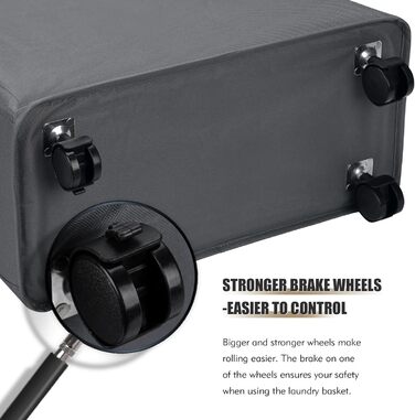 Дюймові великі складні кошики для білизни з колесом, складні мішки для білизни, мішок для одягу (темно-сірий, M) ONE-WAY Dark Grey