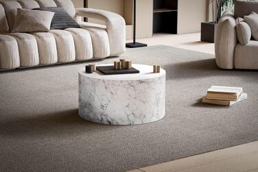 Кавовий столик FineBuy MONOBLOC 60x60x30 см, круглий дизайнерський стіл для вітальні, сучасний білий диванний столик