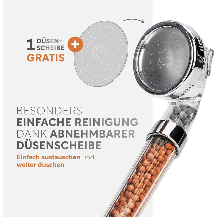 Преміум лійка для душу з мінералами від happydrop водозберігаюча ручна лійка з підвищеним тиском та 3 режимами струменя