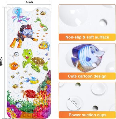 Оригінальний нековзний килимок для ванни для дитини, килимок для ванни 100x40 см, нековзний дитячий килимок для ванни, дитячий кил