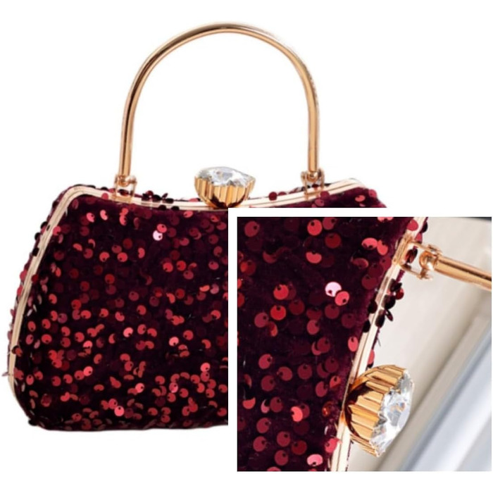 Маленька вечірня сумочка-клатч IAMUHI з паєтками та ручкою, мініатюрна квадратна сумка на ланцюжку через плече, колір Е-бургунді