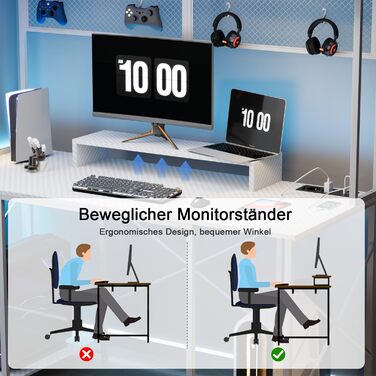 Ігровий стіл Devoko зі світлодіодним підсвічуванням, письмовий стіл DIY на кілочках з USB-портом і розеткою, комп'ютерний стіл 120