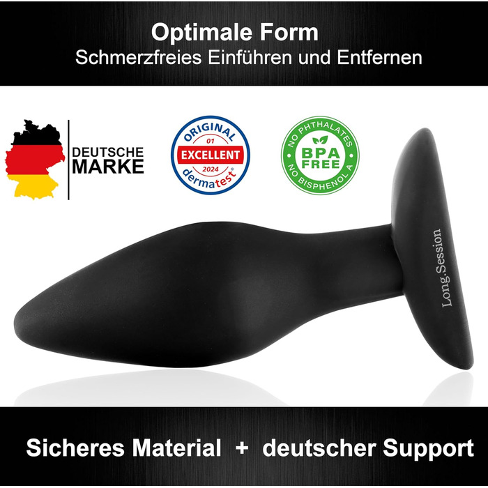 Набір анальних пробок Long.Session, з силікону, три розміри Ø2,8 см, Ø4,0 см, Ø4,5 см