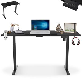 Електричний стіл з регулюванням висоти 160x60 см, стіл для роботи сидячи та стоячи з функцією пам&39яті та портом зарядки Type-C, стіл для роботи стоячи, регульований комп&39ютерний стіл з органайзером для кабелів, чорний 16060 см