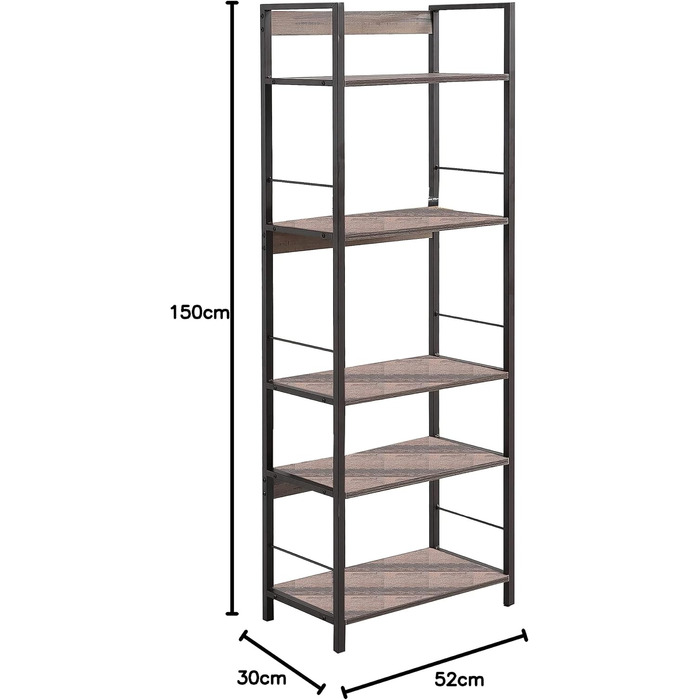 Комплект шафи 2150033002 - Металева полиця Kala 52 см, Кава - Чорний/Дерев&39яний, 52 x 30 x 150 см