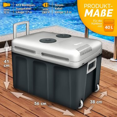 Електричний 40 л на колесах міні-холодильник 230 В і 12 В для автокемпінгу охолоджує і зігріває режим ECO (сірий)