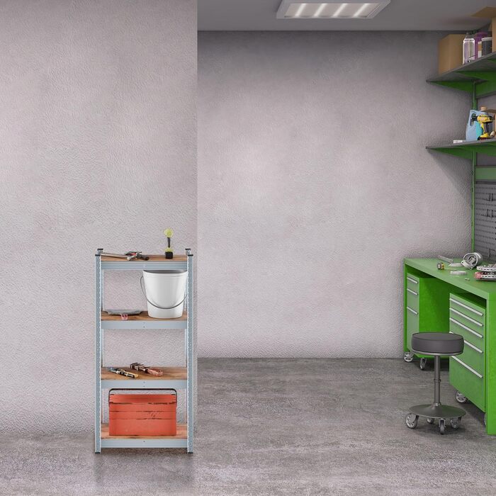 Міцний стелаж Relaxdays, ВxШxГ 120 x 60 x 30 см, 700 кг, оцинкована сталь, полиця для зберігання в підвалі та гаражі, коричневий/сріблястий