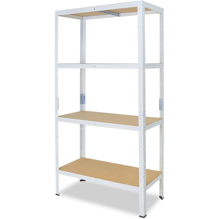 Надміцний домашній стелаж, білий/металевий стелаж з 4 полицями/металевий стелаж для підвалу, гаражний стелаж, стелаж для майстерні або стелаж для зберігання/змішаний металевий стелаж з вантажопідйомністю 175 кг В 155см / Ш 120см / Г 45см, 155x120x45