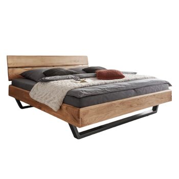 Каркас ліжка Болонья, спальне місце 180x200 см, каркас та узголів&39я з масиву акації в кольорах дерева, регульована глибина матраца, чорна металева основа 180 x 200