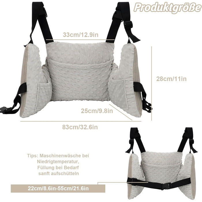 Подушка для мастектомії, подушка для порту молочної залози, подушка для грудей для автомобіля, подушка для відновлення після хіміотерапії, мастектомії, зменшення грудей, збільшення грудей та лімфедеми (сіра)