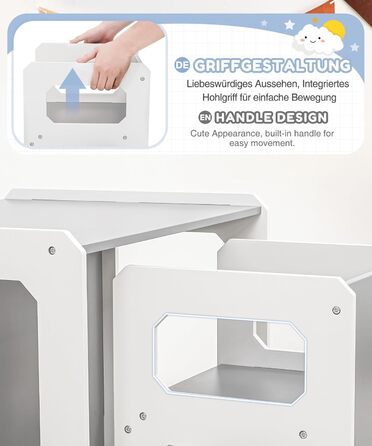 Комплект столу та стільців Yorbay для дітей, Дитячий стіл з 1 стільцем, Дитячий комплект сидіння 3 в 1 - Двосторонній стілець та дитяча лавка, що трансформується в робочу станцію, Дитячі меблі (Сірий, M) Сірий середній