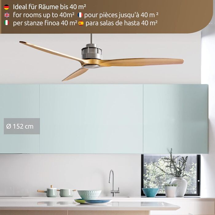 Стельовий вентилятор Akmani, вентилятор в комплекті з пультом дистанційного керування, сучасний стельовий вентилятор з 3 лопатями