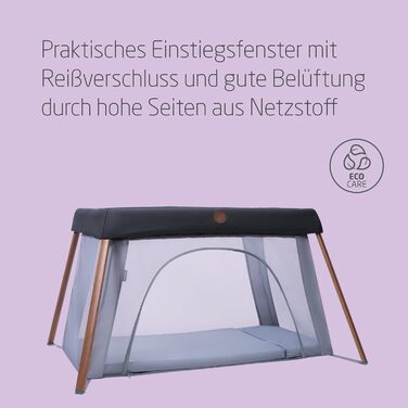 Дорожнє ліжечко 2-в-1 для немовлят, 0-3 роки, 0-15 кг, Компактне дорожнє ліжечко, 2 рівні, Бічне вікно, Складане та легке, Розширюваний матрац, Екологічно чисте, Essential Graphite Iris2 Essential Graphite, 2