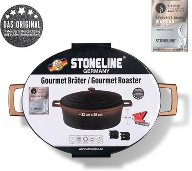 Каструля для запікання з кришкою індукційна 32 см, 6,6 л, лита алюмінієва каструля, покрита частинками справжнього каменю, каструл