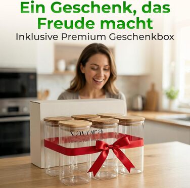 Банки для зберігання з кришками з акації квадратні/прямокутні скляні банки для зберігання герметичні та штабельовані кухонні контейнери для зберігання 6x800 мл