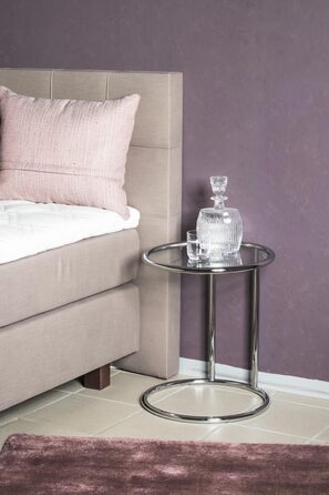 Журнальний столик HAKU Furniture, хром, метал, безпечне скло - Розміри В 55 см x Ø 45 см, Стиль Сучасний В 55 см x Ø 45 см Хром