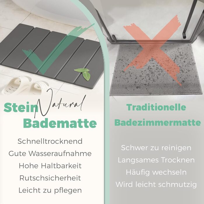 Килимок для ванної з каменю, 60 см складний діатомовий килимок для ванної, суперпоглинаючий килимок для ванної, швидковисихаючий, нековзний для ванної кімнати, легко миється, сірий
