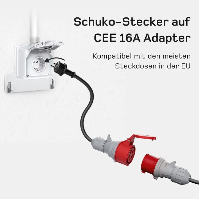 Фаза7м6-16А регульована потужність зарядки, зарядний кабель CEE 16a до типу 2 та мобільна зарядна станція 11kW для ID.3, ID.4, ID.