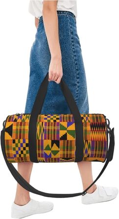 Спортивна сумка, дорожня сумка, з африканським візерунком, сумка на нічліг, чорна, універсальний розмір, сумка для подорожей